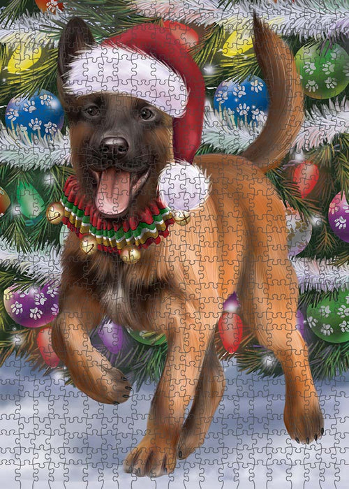 Trotting in the Snow Belgian Malinoise Dog Puzzle  PUZL89860