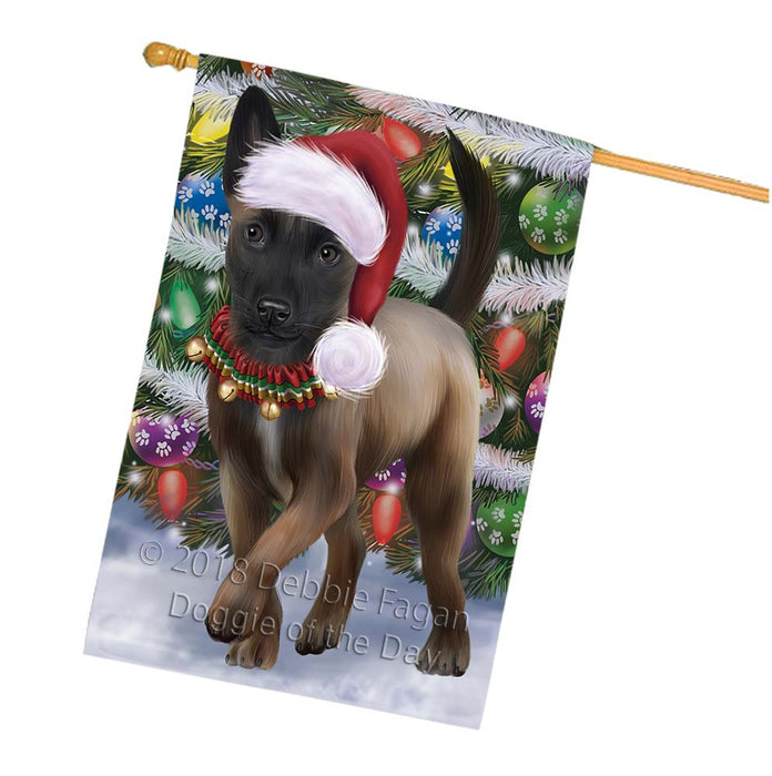 Trotting in the Snow Belgian Malinoise Dog House Flag FLG55844