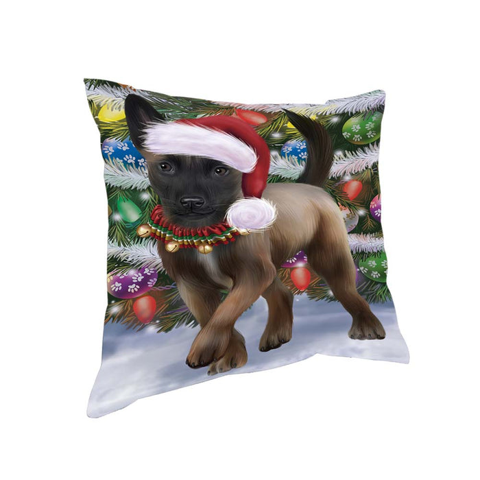 Trotting in the Snow Belgian Malinoise Dog Pillow PIL70588