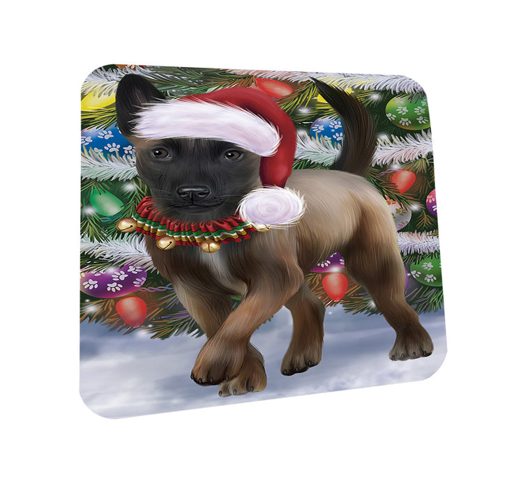 Trotting in the Snow Belgian Malinoise Dog Coasters Set of 4 CST55373