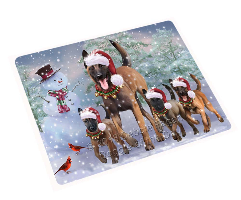 Christmas Running Family Belgian Malinoises Dog Large Refrigerator / Dishwasher Magnet RMAG95040