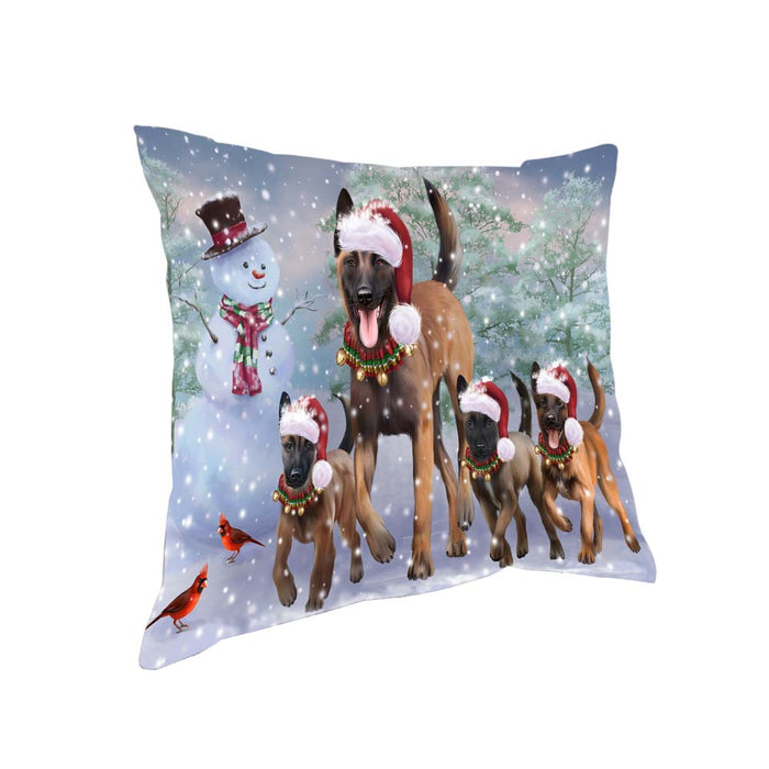 Christmas Running Family Belgian Malinoises Dog Pillow PIL70776