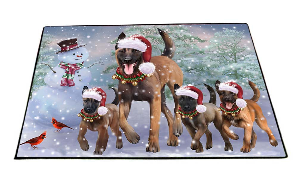 Christmas Running Family Belgian Malinoises Dog Floormat FLMS52809