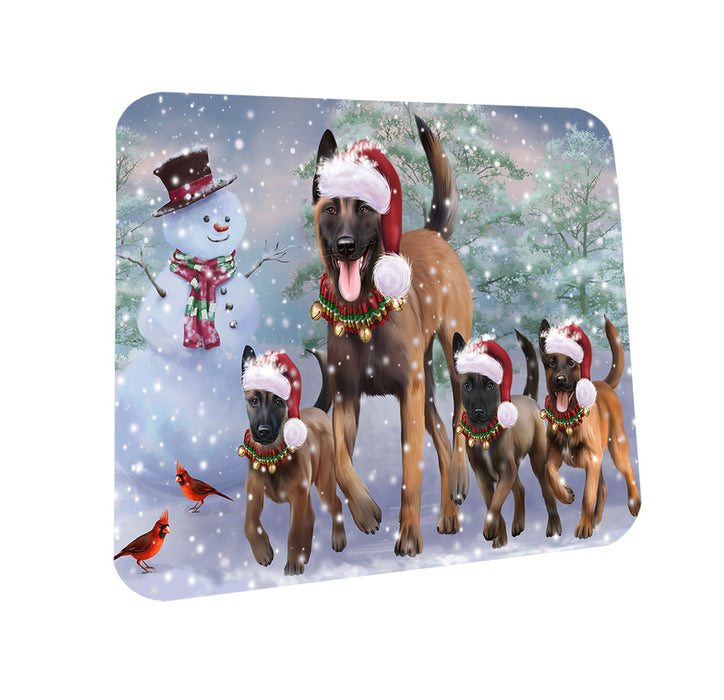 Christmas Running Family Belgian Malinoises Dog Coasters Set of 4 CST55420