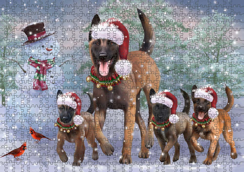 Christmas Running Family Belgian Malinoises Dog Puzzle  PUZL90052