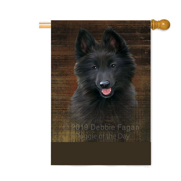 Personalized Rustic Belgian Shepherd Dog Custom House Flag FLG64499