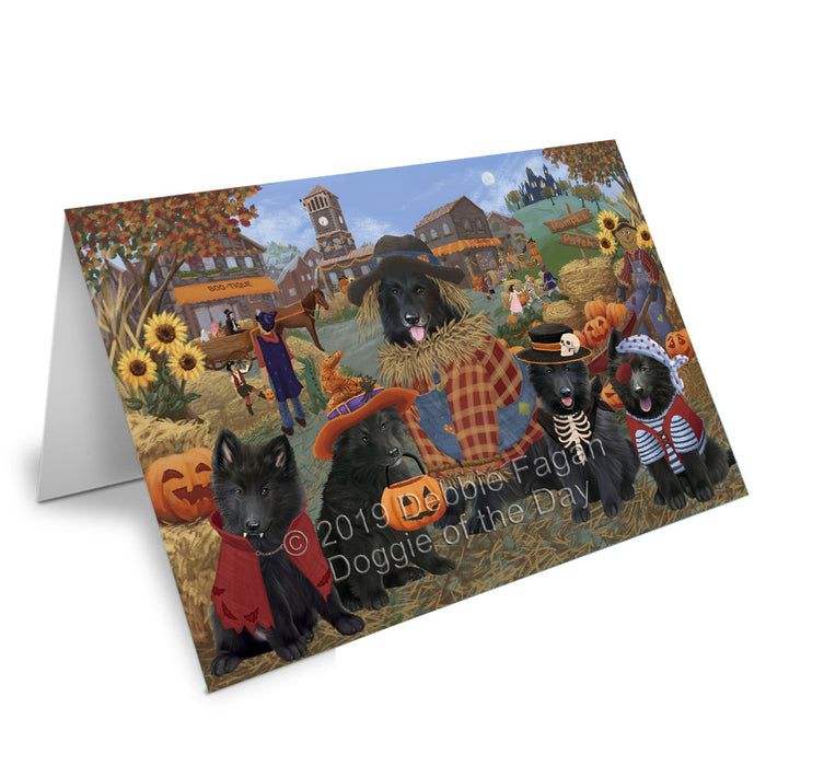 Halloween 'Round Town Belgian Shepherd Dogs Handmade Artwork Assorted Pets Greeting Cards and Note Cards with Envelopes for All Occasions and Holiday Seasons GCD77753