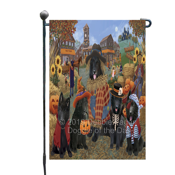 Halloween 'Round Town And Fall Pumpkin Scarecrow Both Belgian Shepherd Dogs Garden Flag GFLG65569