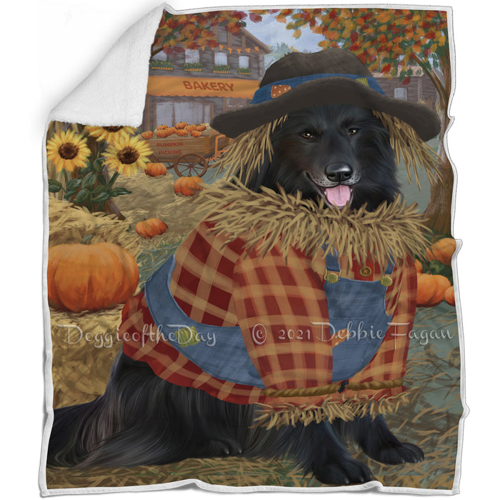 Halloween 'Round Town And Fall Pumpkin Scarecrow Both Belgian Shepherd Dogs Blanket BLNKT139232