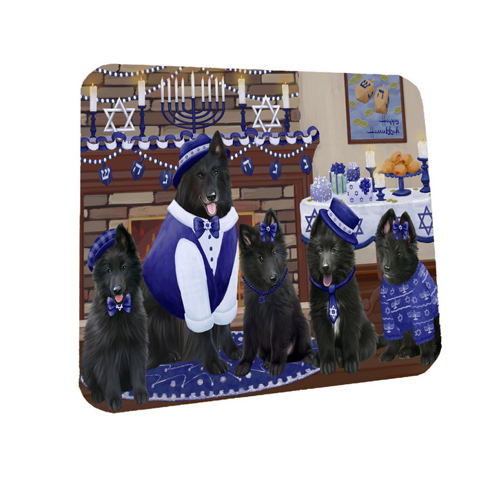 Happy Hanukkah Family Belgian Shepherd Dogs Coasters Set of 4 CSTA57547