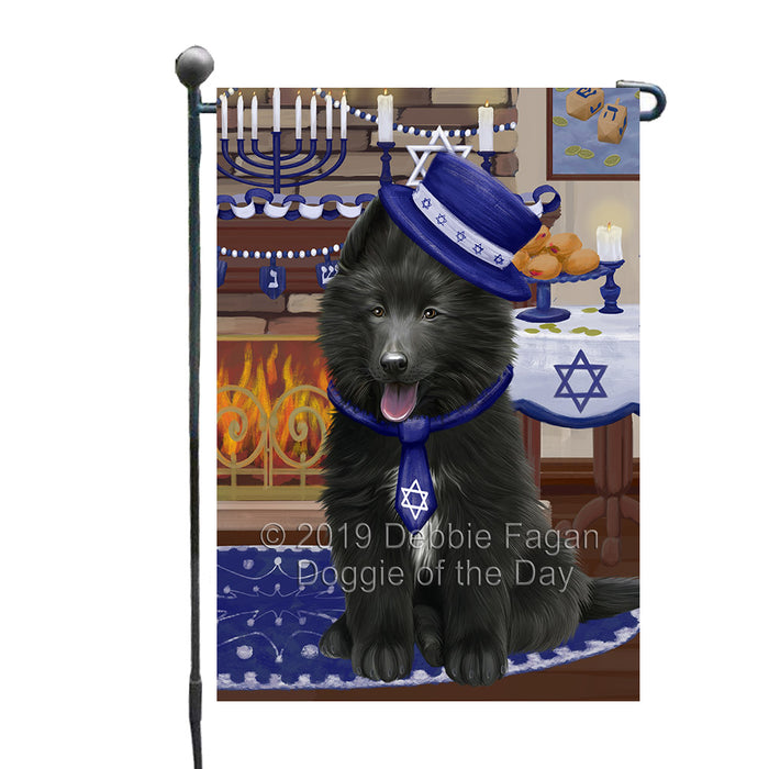 Happy Hanukkah Family and Happy Hanukkah Both Belgian Shepherd Dog Garden Flag GFLG65691
