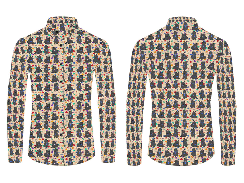 Rainbow Paw Print Belgian Shepherd Dogs Blue All Over Print Casual Dress Men's Shirt