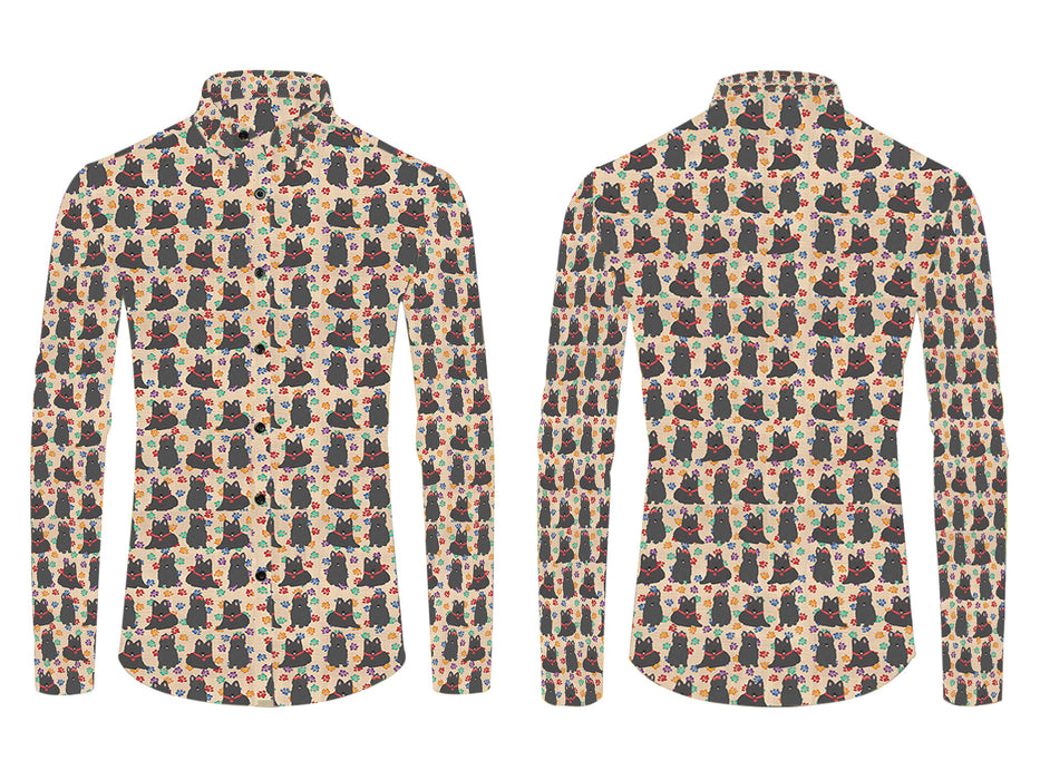 Rainbow Paw Print Belgian Shepherd Dogs Red All Over Print Casual Dress Men's Shirt