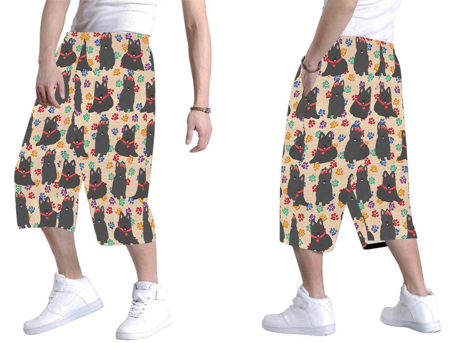 Rainbow Paw Print Belgian Shepherd Dogs Red All Over Print Men's Baggy Shorts