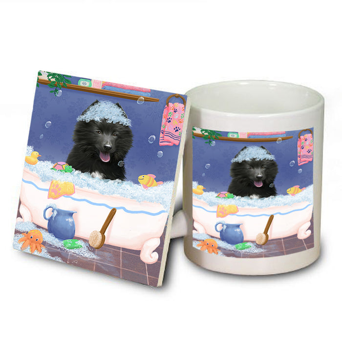 Rub A Dub Dog In A Tub Belgian Shepherd Dog Mug and Coaster Set MUC57295