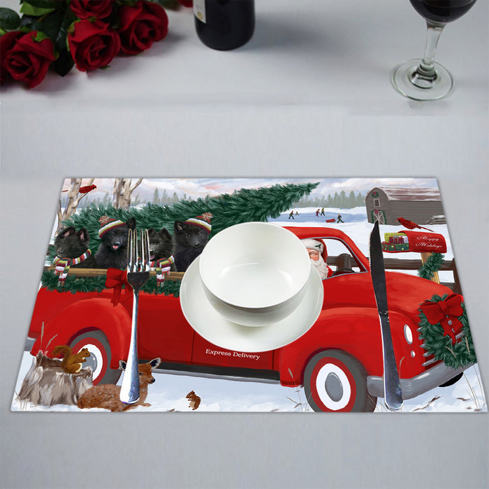 Christmas Santa Express Delivery Red Truck Belgian Shepherd Dogs Placemat