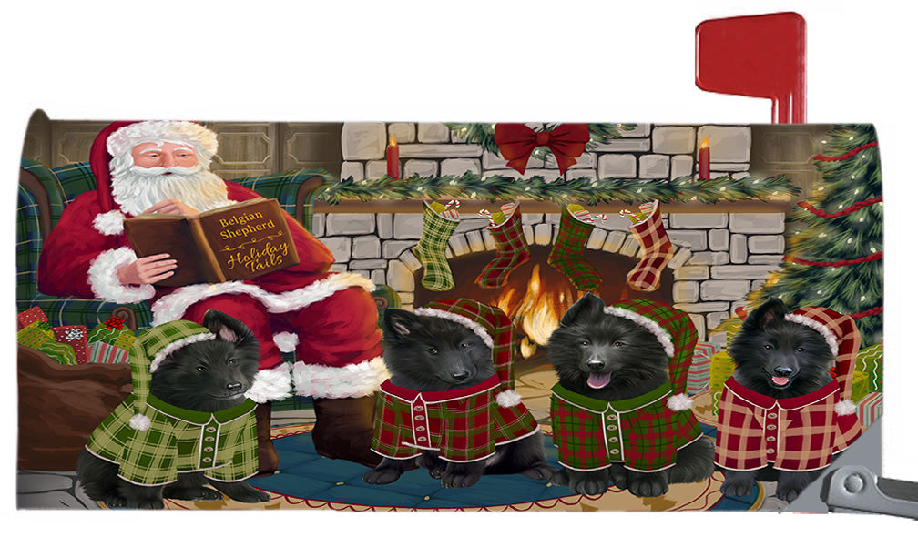 Christmas Cozy Holiday Fire Tails Belgian Shepherd Dogs 6.5 x 19 Inches Magnetic Mailbox Cover Post Box Cover Wraps Garden Yard Décor MBC48875