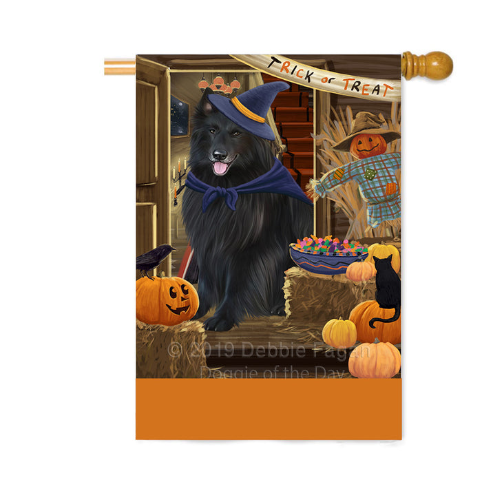 Personalized Enter at Own Risk Trick or Treat Halloween Belgian Shepherd Dog Custom House Flag FLG-DOTD-A59509