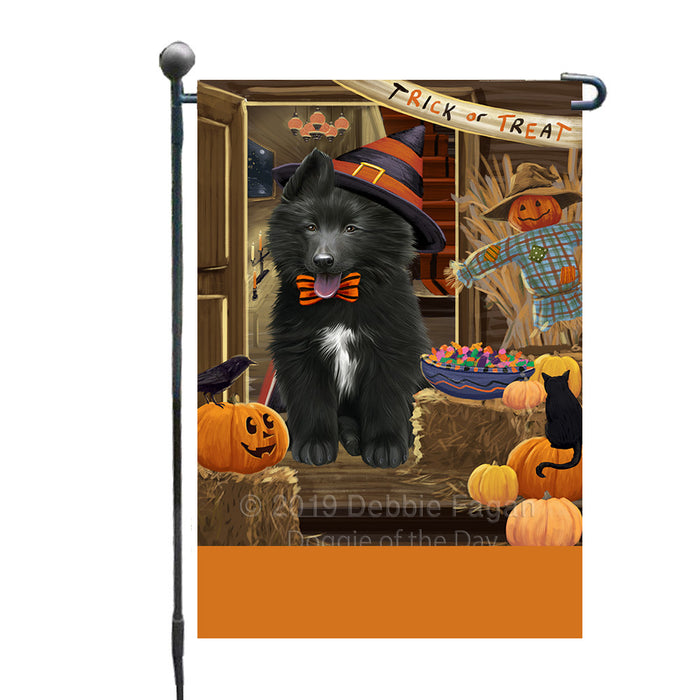 Personalized Enter at Own Risk Trick or Treat Halloween Belgian Shepherd Dog Custom Garden Flags GFLG-DOTD-A59454