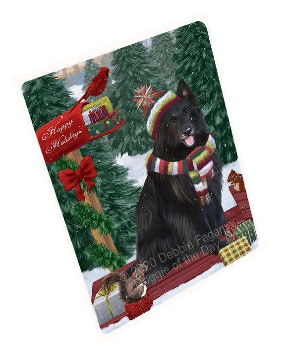 Christmas Woodland Sled Belgian Shepherd Dog Cutting Board - For Kitchen - Scratch & Stain Resistant - Designed To Stay In Place - Easy To Clean By Hand - Perfect for Chopping Meats, Vegetables, CA83766