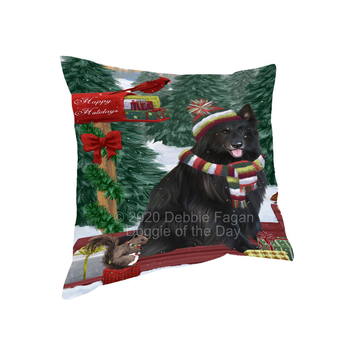 Christmas Woodland Sled Belgian Shepherd Dog Pillow with Top Quality High-Resolution Images - Ultra Soft Pet Pillows for Sleeping - Reversible & Comfort - Ideal Gift for Dog Lover - Cushion for Sofa Couch Bed - 100% Polyester, PILA93544