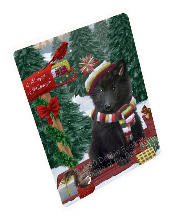 Christmas Woodland Sled Belgian Shepherd Dog Cutting Board - For Kitchen - Scratch & Stain Resistant - Designed To Stay In Place - Easy To Clean By Hand - Perfect for Chopping Meats, Vegetables, CA83768