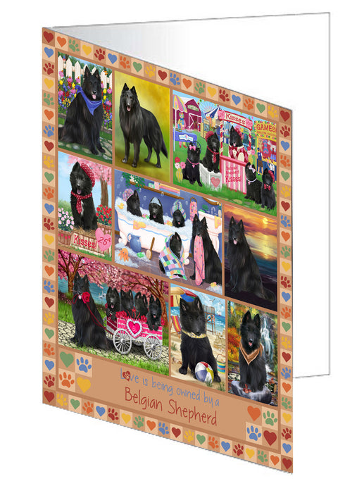 Love is Being Owned Belgian Shepherd Dog Beige Handmade Artwork Assorted Pets Greeting Cards and Note Cards with Envelopes for All Occasions and Holiday Seasons GCD77186