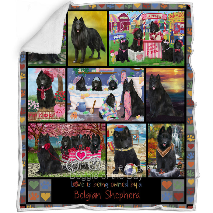 Love is Being Owned Belgian Shepherd Dog Grey Blanket BLNKT137001