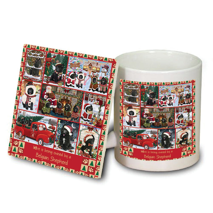 Love is Being Owned Christmas Belgian Shepherd Dogs Mug and Coaster Set MUC57189