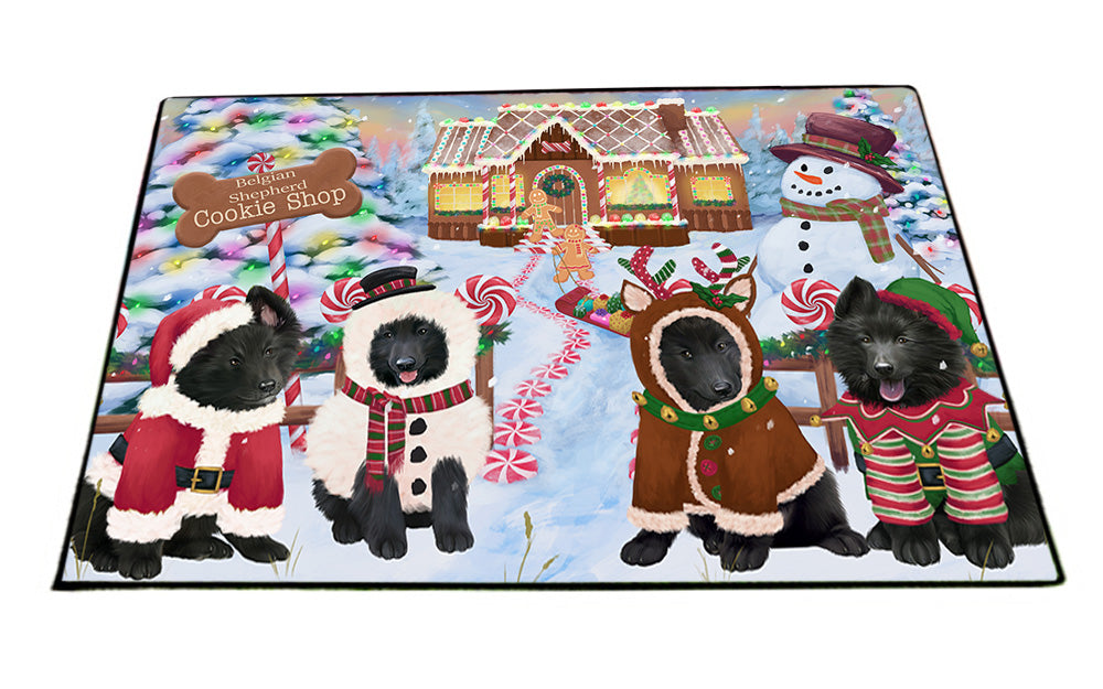 Holiday Gingerbread Cookie Shop Belgian Shepherds Dog Floormat FLMS53133