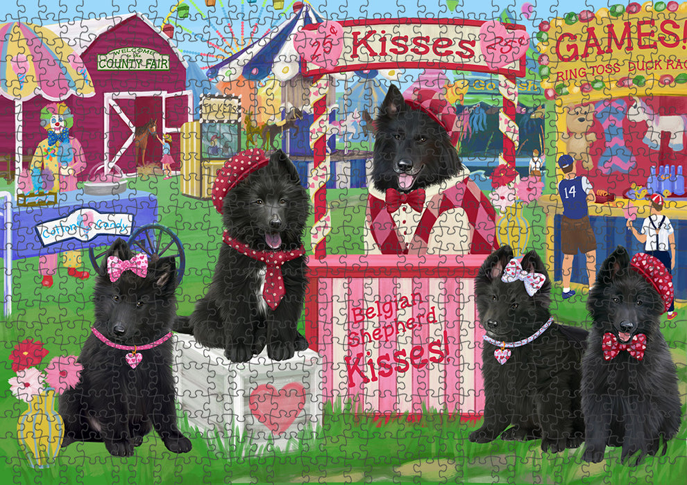 Carnival Kissing Booth Belgian Shepherds Dog Puzzle with Photo Tin PUZL91328