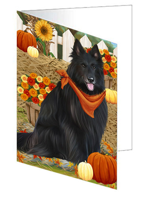 Fall Autumn Greeting Belgian Shepherd Dog with Pumpkins Handmade Artwork Assorted Pets Greeting Cards and Note Cards with Envelopes for All Occasions and Holiday Seasons GCD56078