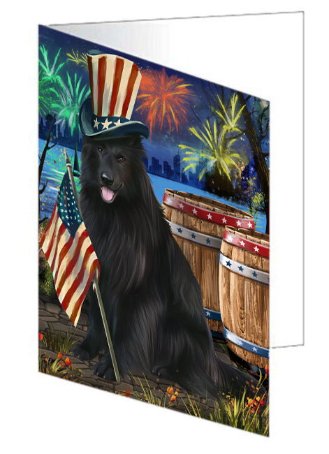 4th of July Independence Day Fireworks Belgian Shepherd Dog at the Lake Handmade Artwork Assorted Pets Greeting Cards and Note Cards with Envelopes for All Occasions and Holiday Seasons GCD56795