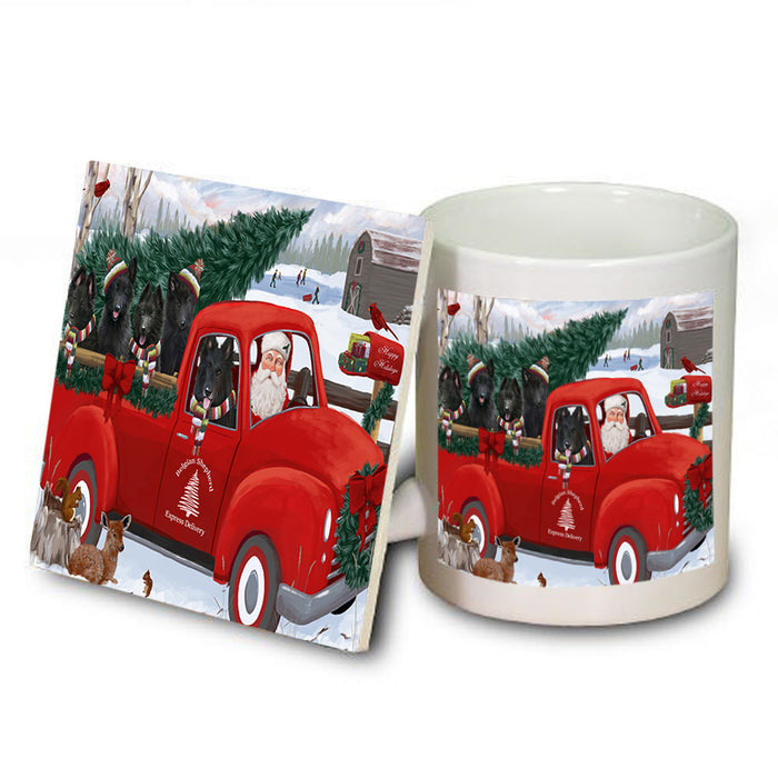 Christmas Santa Express Delivery Belgian Shepherds Dog Family Mug and Coaster Set MUC55000