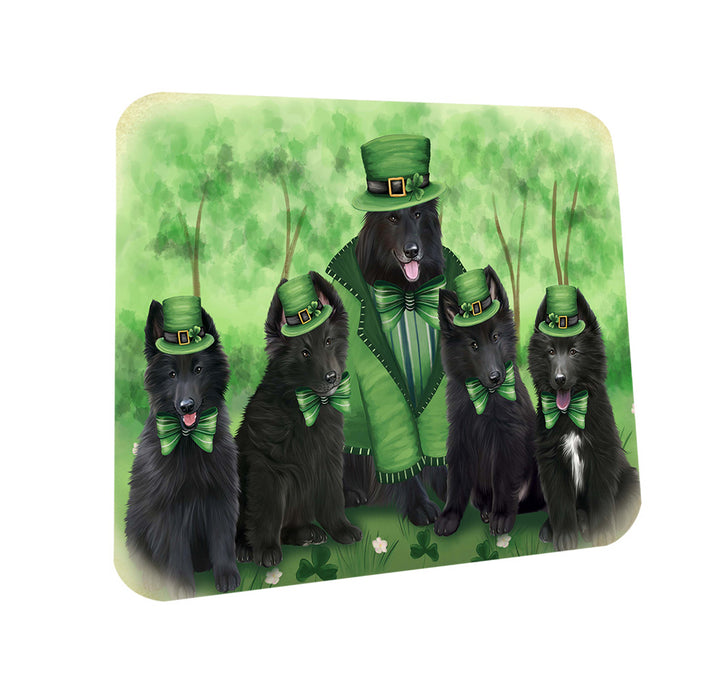 St. Patricks Day Irish Family Portrait Belgian Shepherds Dog Coasters Set of 4 CST49275