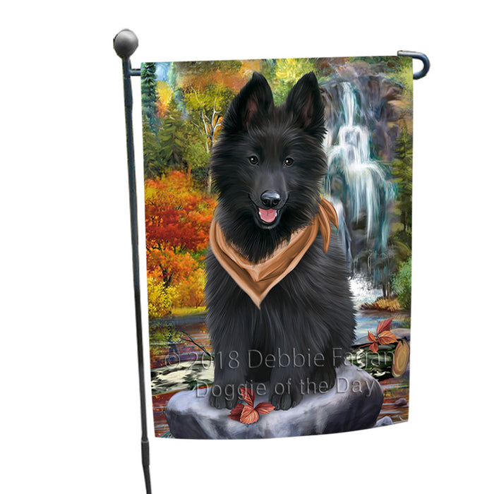 Scenic Waterfall Belgian Shepherd Dog Garden Flag GFLG49517