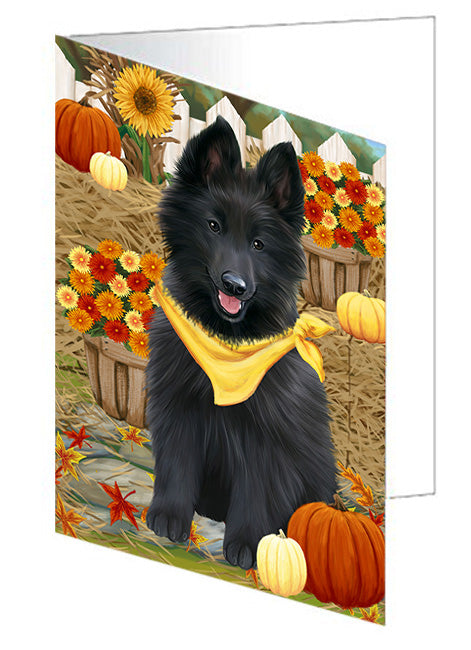 Fall Autumn Greeting Belgian Shepherd Dog with Pumpkins Handmade Artwork Assorted Pets Greeting Cards and Note Cards with Envelopes for All Occasions and Holiday Seasons GCD56081
