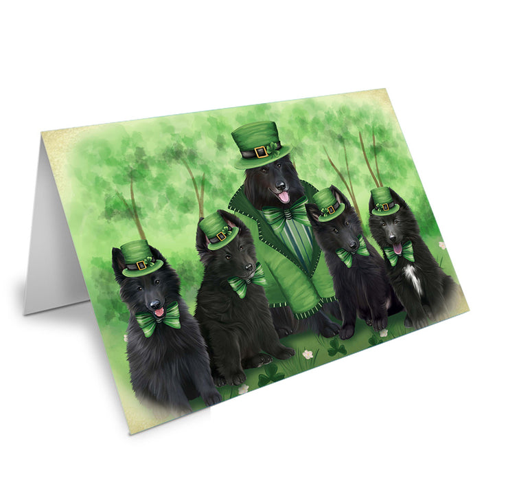St. Patricks Day Irish Family Portrait Belgian Shepherds Dog Handmade Artwork Assorted Pets Greeting Cards and Note Cards with Envelopes for All Occasions and Holiday Seasons GCD51977