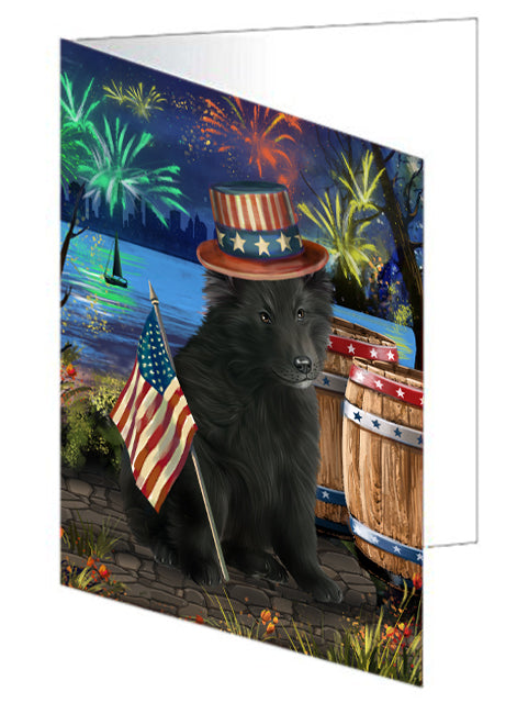 4th of July Independence Day Fireworks Belgian Shepherd Dog at the Lake Handmade Artwork Assorted Pets Greeting Cards and Note Cards with Envelopes for All Occasions and Holiday Seasons GCD56798
