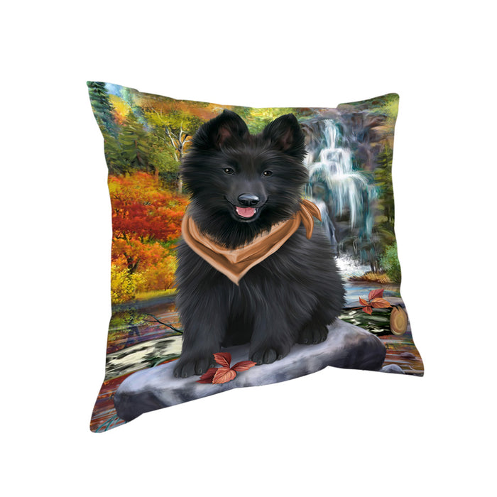 Scenic Waterfall Belgian Shepherd Dog Pillow PIL54608