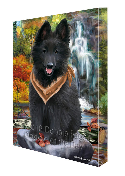 Scenic Waterfall Belgian Shepherd Dog Canvas Wall Art CVS62944