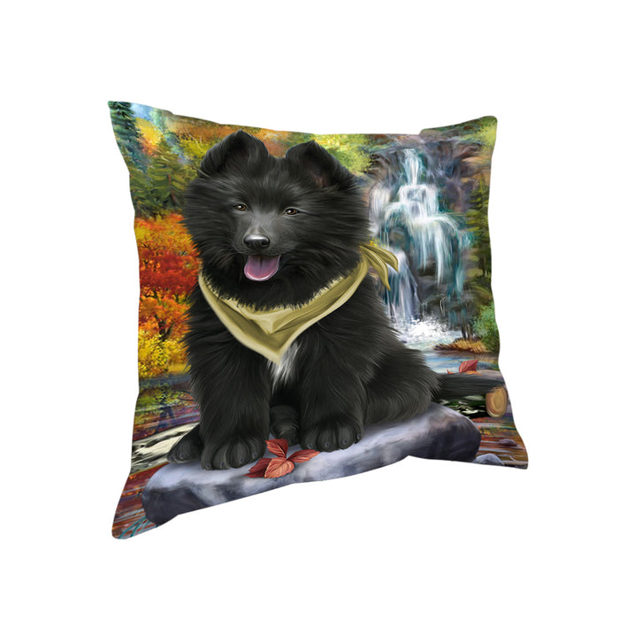 Scenic Waterfall Belgian Shepherd Dog Pillow PIL54612