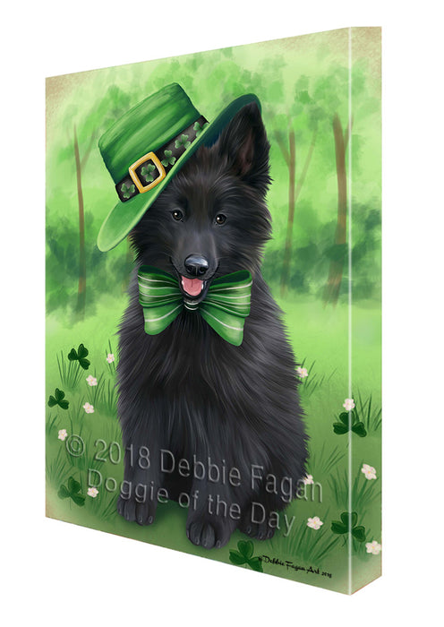 St. Patricks Day Irish Portrait Belgian Shepherd Dog Canvas Wall Art CVS58746