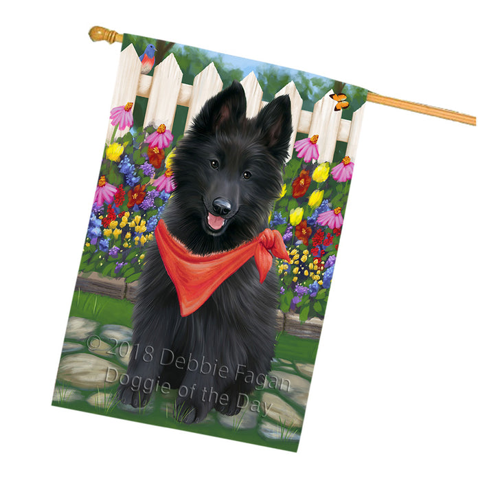 Spring Floral Belgian Shepherd Dog House Flag FLG49752