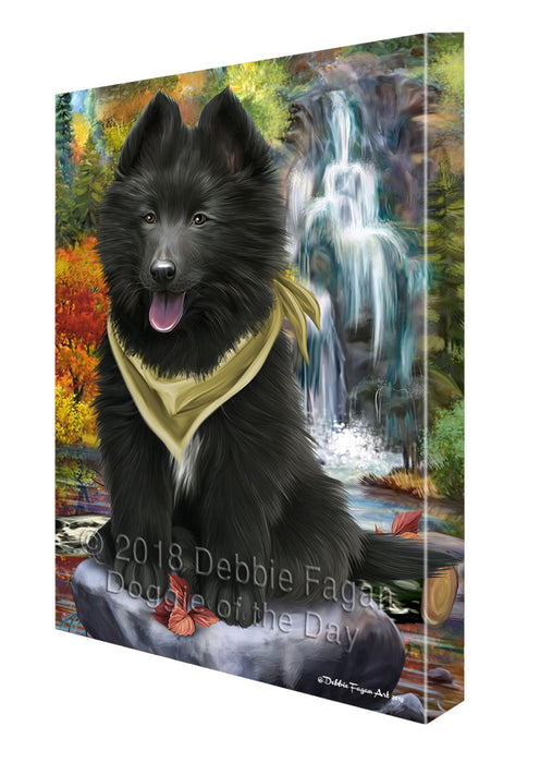 Scenic Waterfall Belgian Shepherd Dog Canvas Wall Art CVS62953