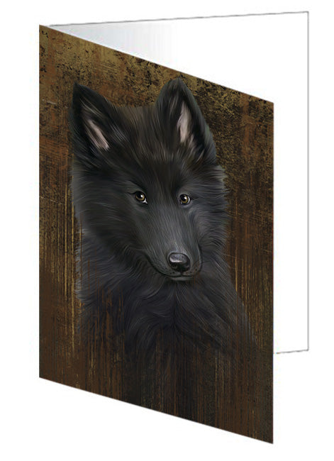 Rustic Belgian Shepherd Dog Handmade Artwork Assorted Pets Greeting Cards and Note Cards with Envelopes for All Occasions and Holiday Seasons GCD55031