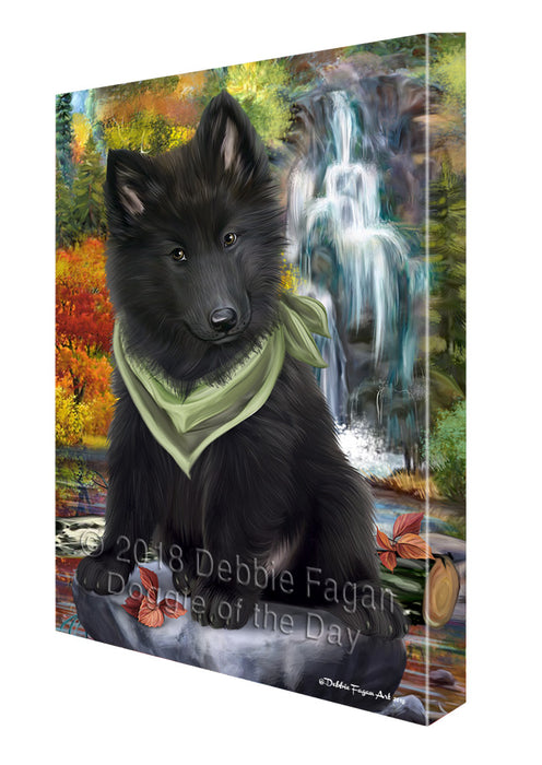 Scenic Waterfall Belgian Shepherd Dog Canvas Wall Art CVS62962