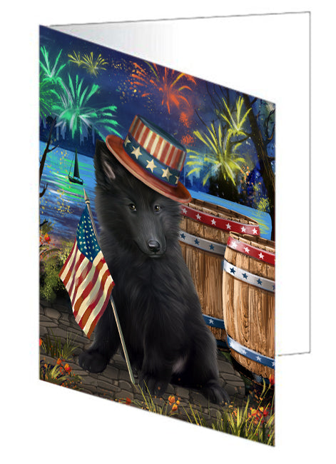 4th of July Independence Day Fireworks Belgian Shepherd Dog at the Lake Handmade Artwork Assorted Pets Greeting Cards and Note Cards with Envelopes for All Occasions and Holiday Seasons GCD56807