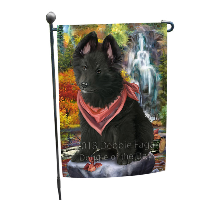 Scenic Waterfall Belgian Shepherd Dog Garden Flag GFLG49520