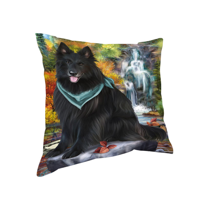 Scenic Waterfall Belgian Shepherd Dog Pillow PIL54624